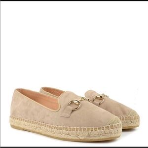 Kanna Dora Suede Espadrilles Beige Leather Gold Horse Bit Detail SZ 39 Preppy